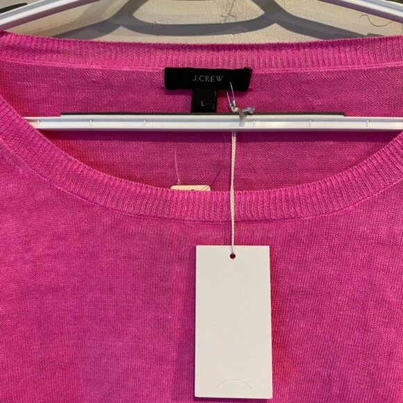 NWT J. Crew Fuchsia Hot Pink Linen Slouchy Top Size L - Picture 2 of 4